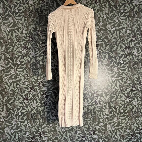 MONROW Women's Sweater Polo Dress - Off White - Size Large - Picture 6 of 9